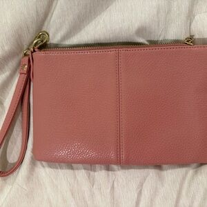 Charming Charlie Coral Wristlet with Gold Accents 9 1/2 inch wide